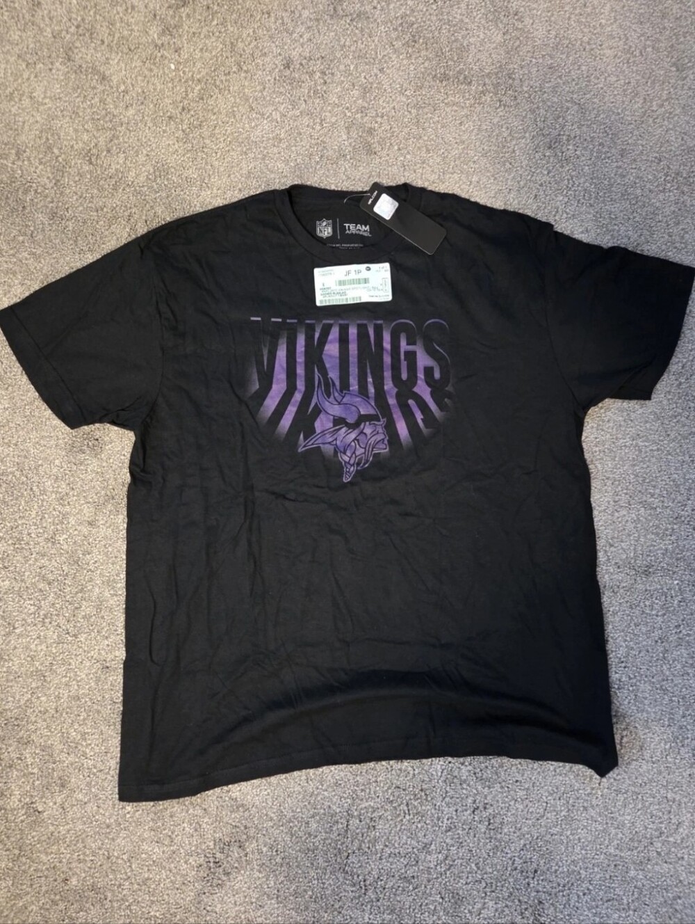 Team Apparel Black & Purple Vikings Graphic Tee, Size XL, NWT